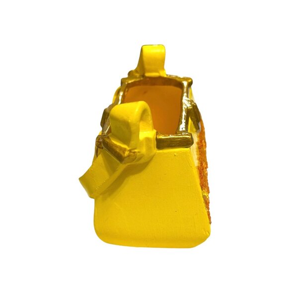 Decorative Yellow Purse-Shaped Ceramic Vase - Picture 3 of 5